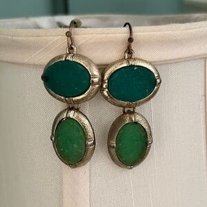 Elegant Green and Teal Dangle Earrings